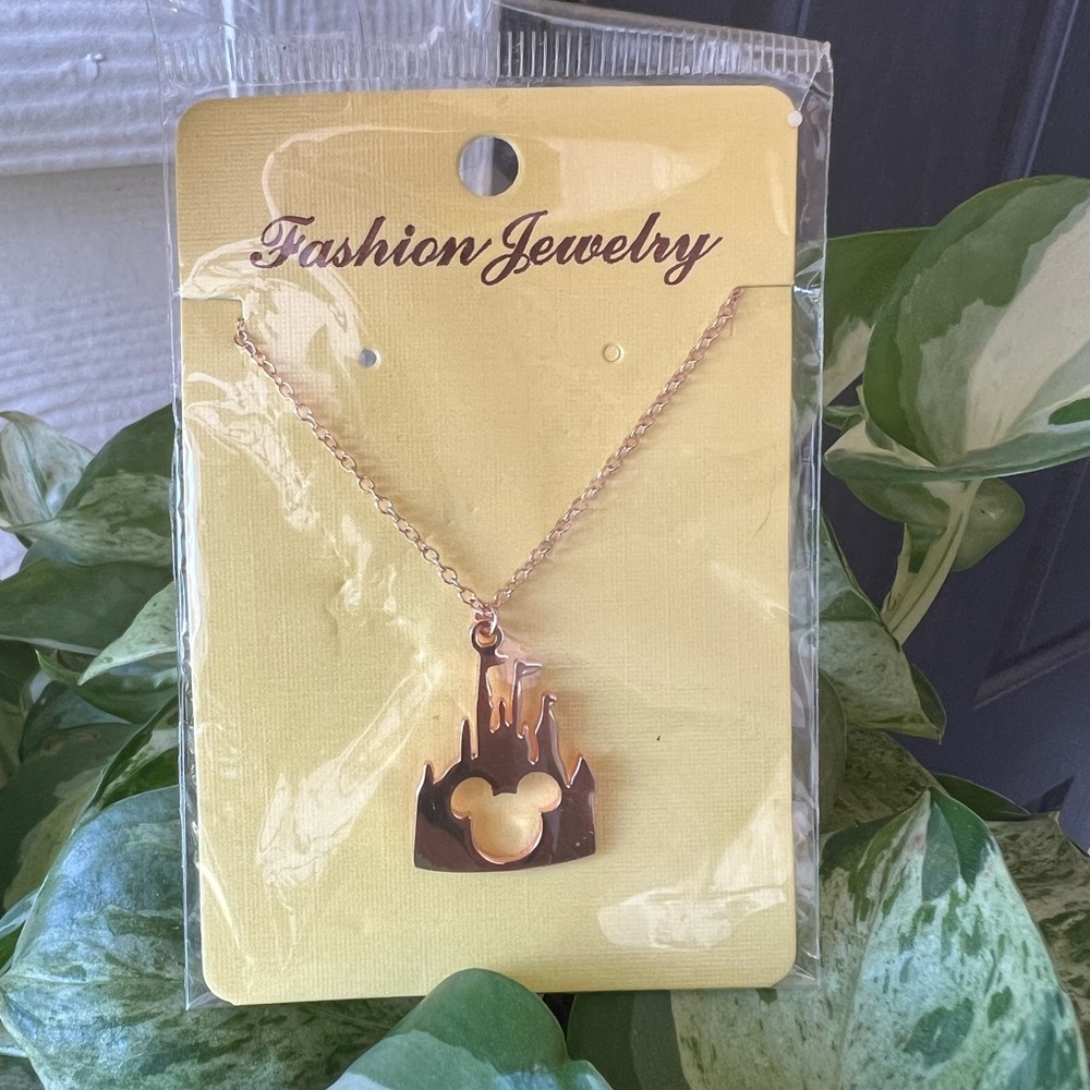 Rose Gold Disney Castle Necklace